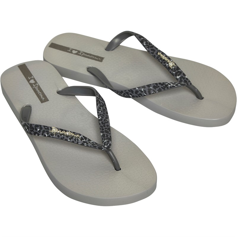 Ipanema Womens Duna Animal Flip Flops Dark Grey