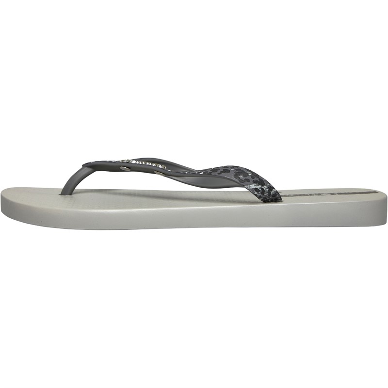 Ipanema Womens Duna Animal Flip Flops Dark Grey