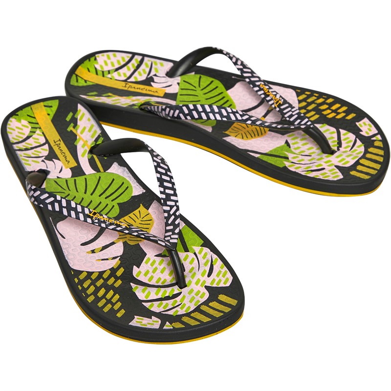 Ipanema Womens Anatomic Nature Art Flip Flops Black