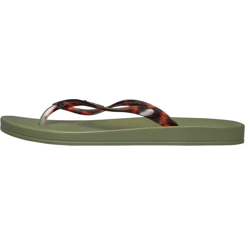 Ipanema Womens Connect Tortoise Shell Flip Flops Khaki