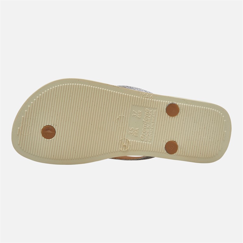 Ipanema Womens Power Glitter Flip Flops Ivory Glitter