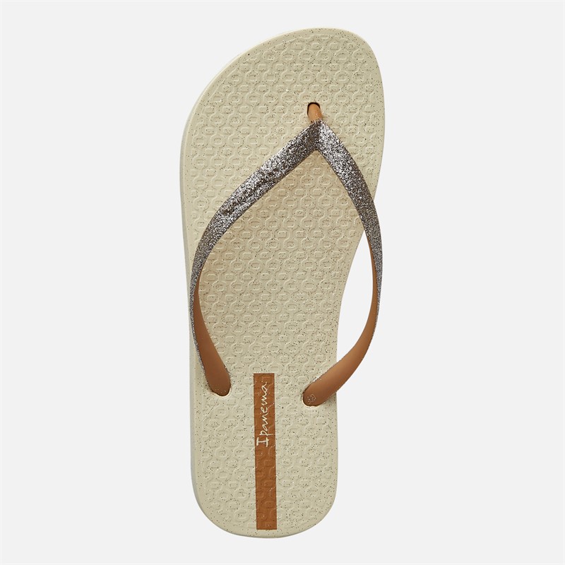 Ipanema Womens Power Glitter Flip Flops Ivory Glitter
