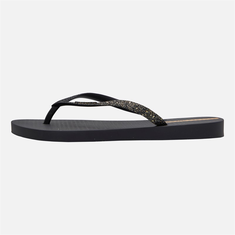 Ipanema Womens Power Glitter Flip Flops Black Glitter