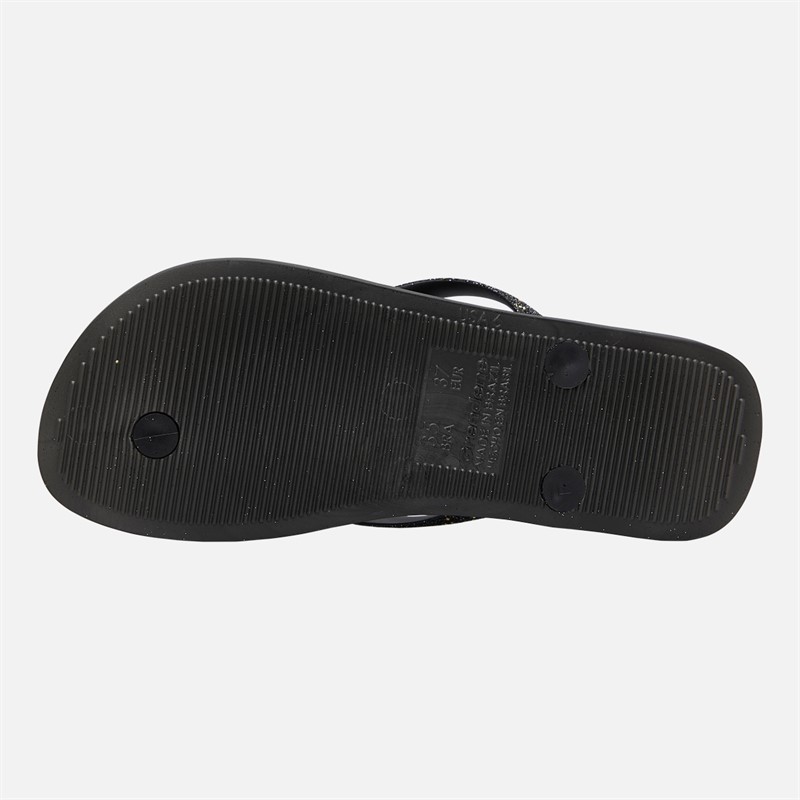 Ipanema Womens Power Glitter Flip Flops Black Glitter