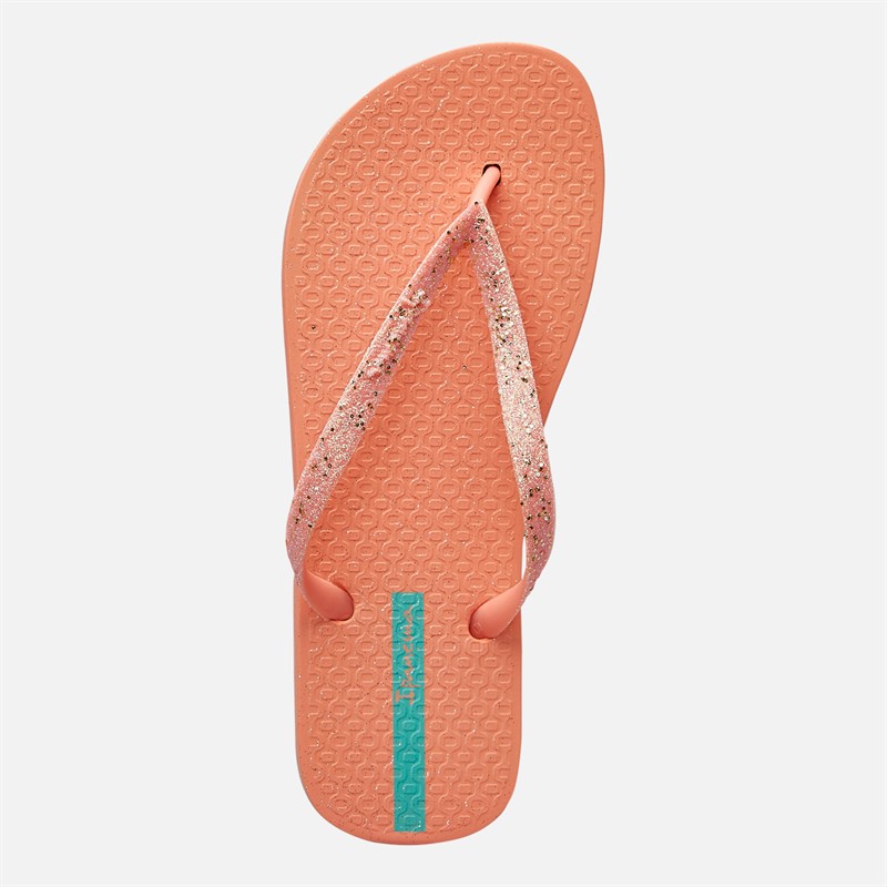Ipanema Womens Power Glitter Flip Flops Coral Glitter
