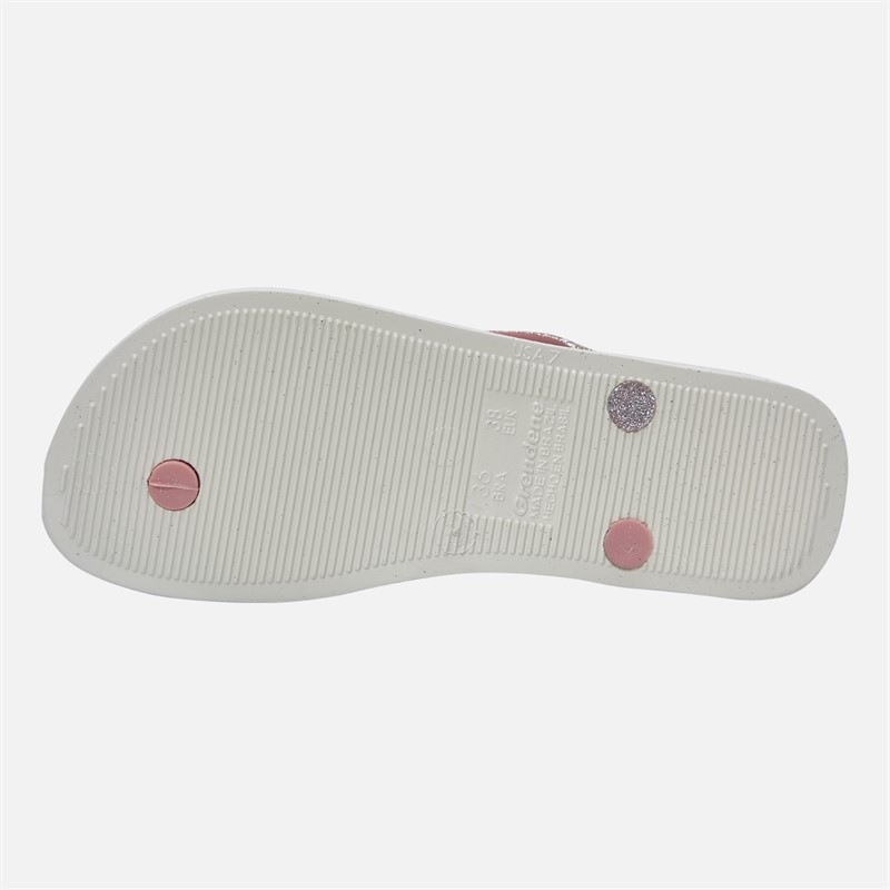 Ipanema Womens Power Glitter Flip Flops White Pink Glitter