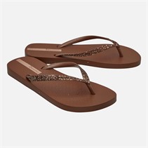 Ipanema Womens Power Glitter Flip Flops Brown Glitter