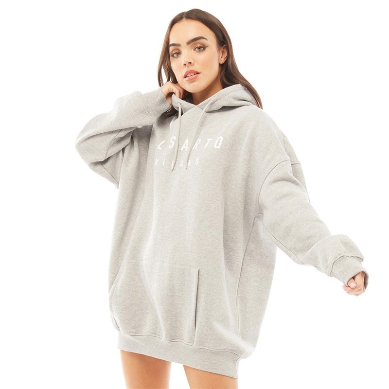 IL SARTO Womens Logo Hooded Dress Grey Marl