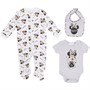 Disney Girls Minnie Mouse Leopard Sleepsuit Bodysuit And Bib Set Grey