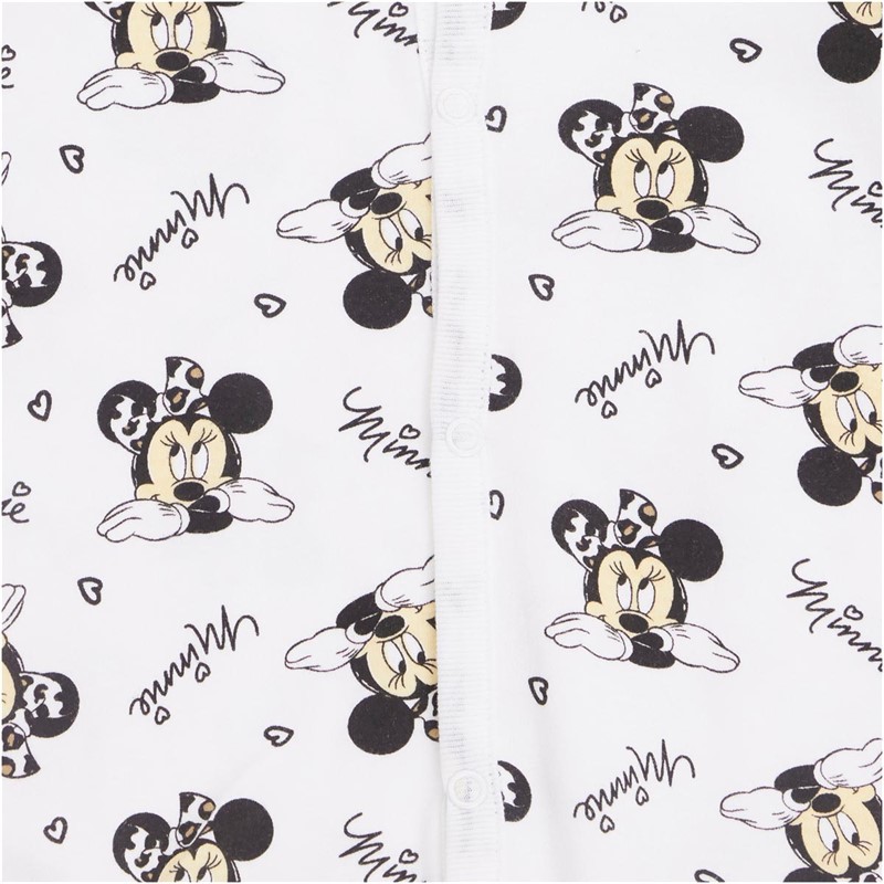 Disney Girls Minnie Mouse Leopard Sleepsuit Bodysuit And Bib Set Grey