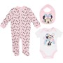 Disney Girls Minnie Mouse Rainbow Sleepsuit Bodysuit And Bib Set Pink