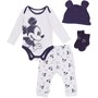 Disney Boys Mickey Mouse Bodysuit Jogger Hat And Socks Set White