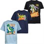 Disney Boys Buzz Woody And Rex Three Pack T-Shirts Multi