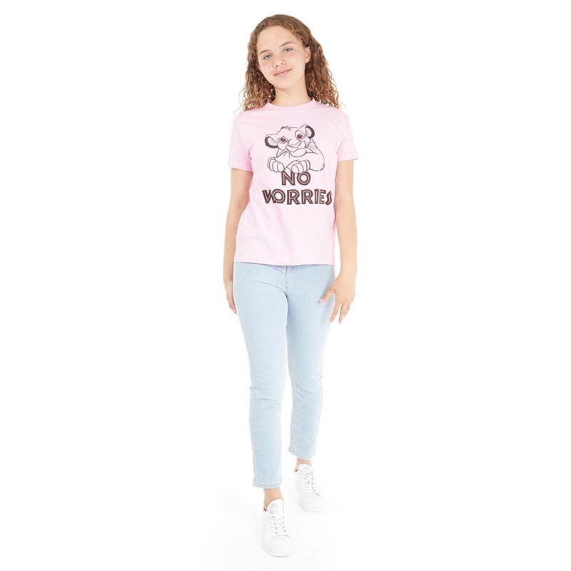 Disney Girls Lion King No Worries T-Shirt Light Pink