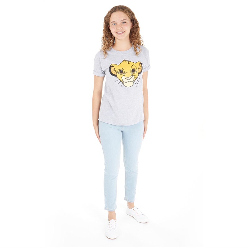 Disney Girls Lion King Simba T-Shirt Grey Marl