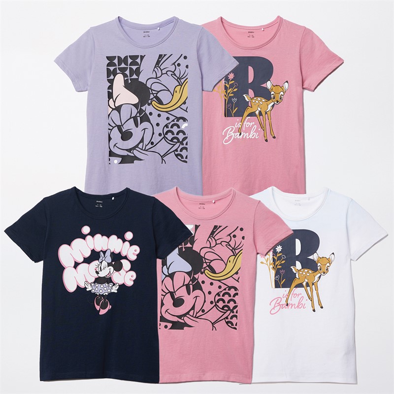 Disney Girls Asta Five Pack T-Shirts Cashmere Rose/Dark Sapphire/Bright White/Heirloom Lilac/Cashmere Rose