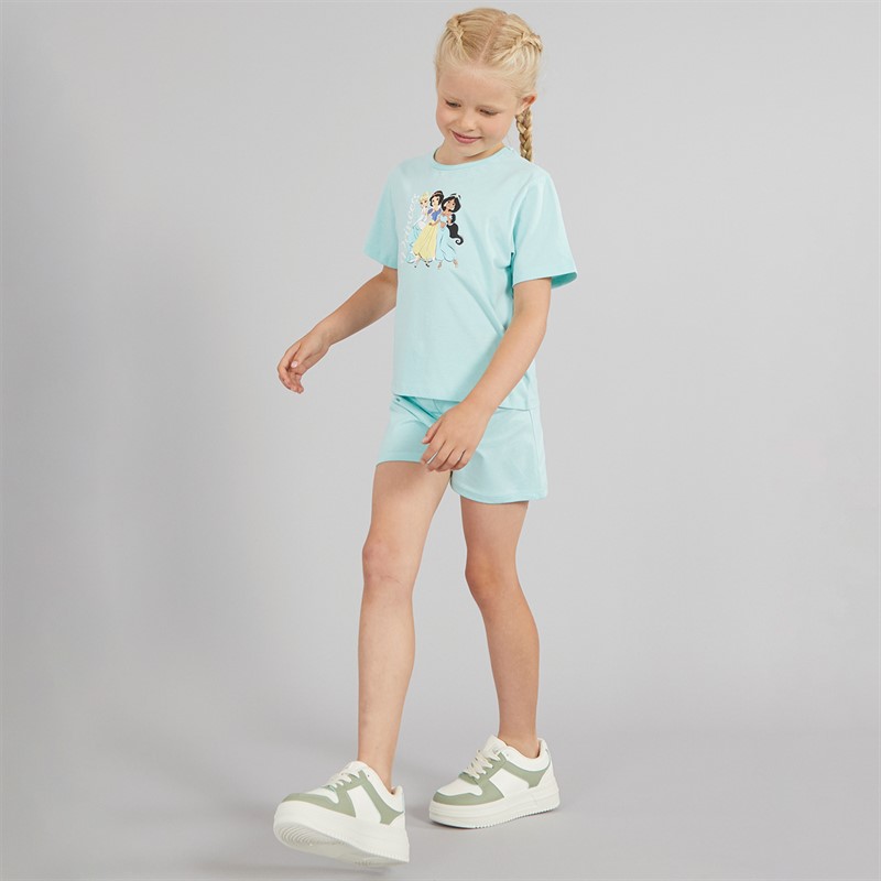 Disney Girls Princess T-Shirt And Shorts Set Blue Tint