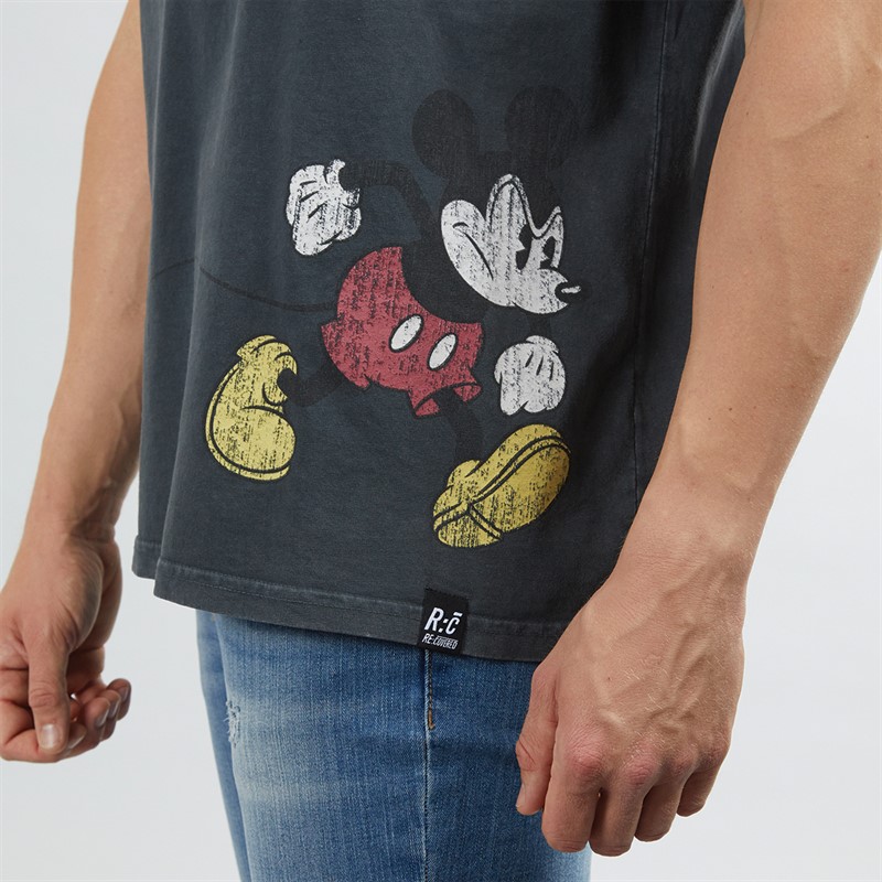Disney Mens Mickey Relaxed T-Shirt Washed Black