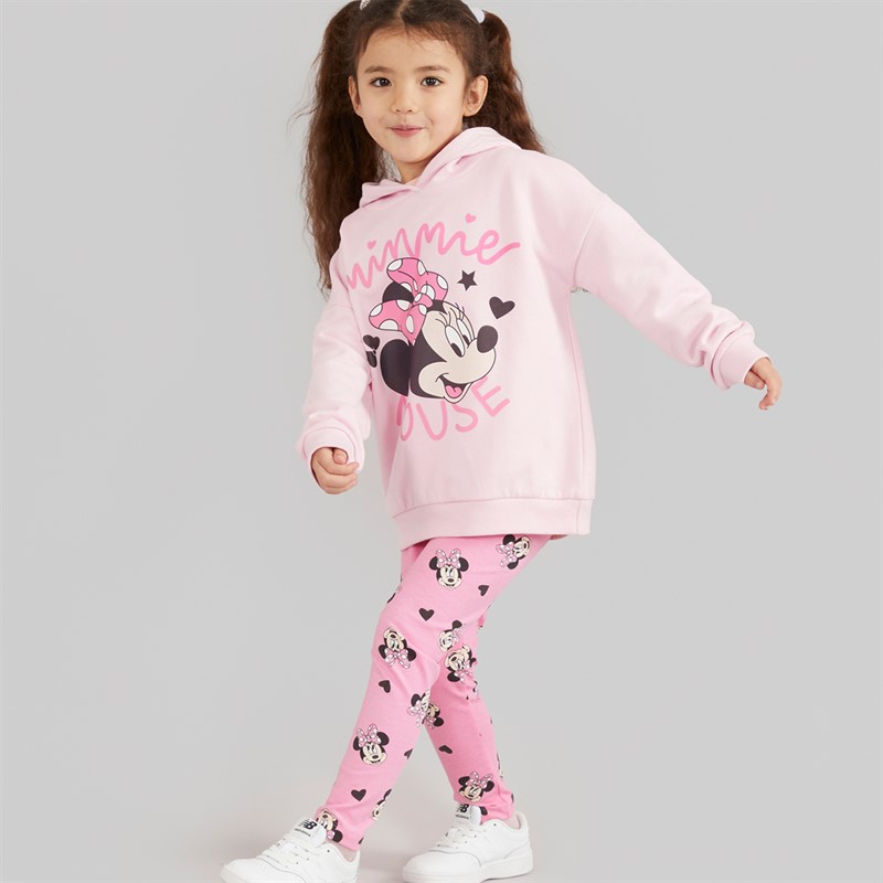 Disney Girls Minnie Mouse Hoodie And Leggings Co-Ord Set Pink
