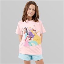 Disney Girls T-Shirt And Shorts Co-Ord Set Pink/Blue