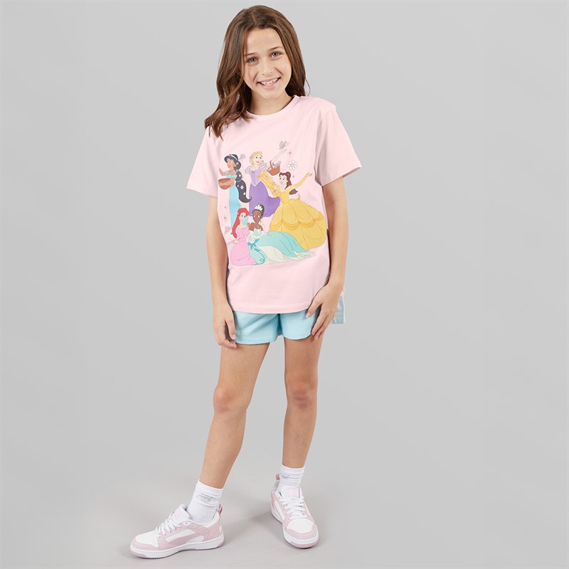 Disney Girls T-Shirt And Shorts Co-Ord Set Pink/Blue
