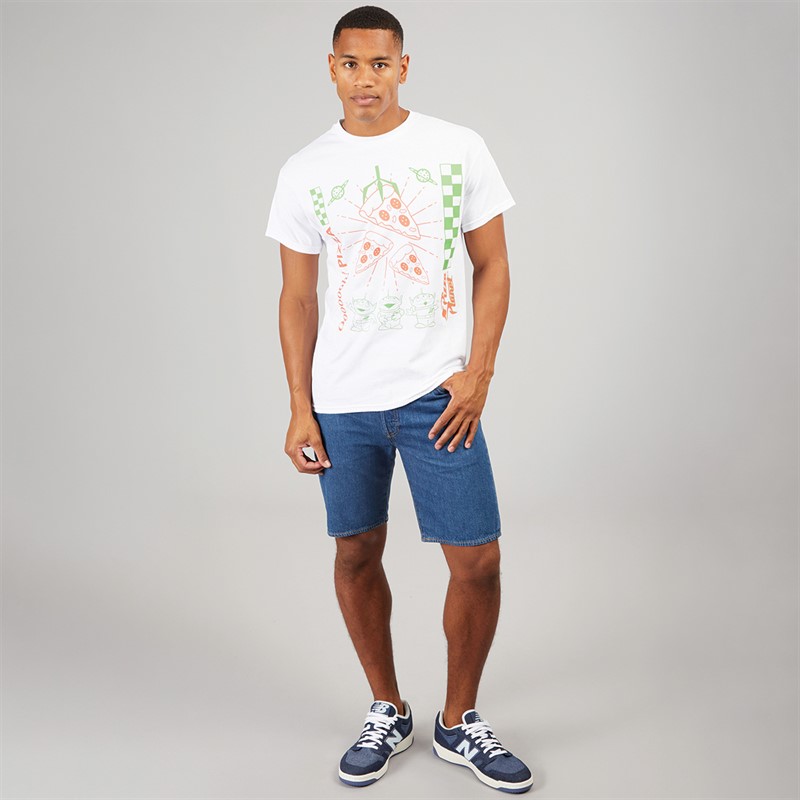 Disney Mens Pizza T-Shirt White