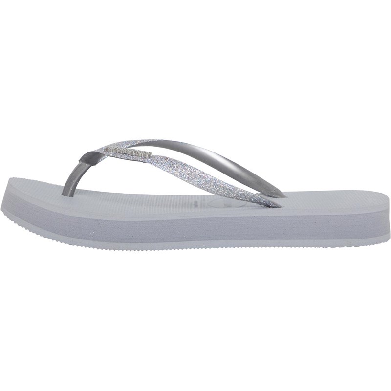 Havaianas Slim Flatform Glitter Flip Flops Ice Grey