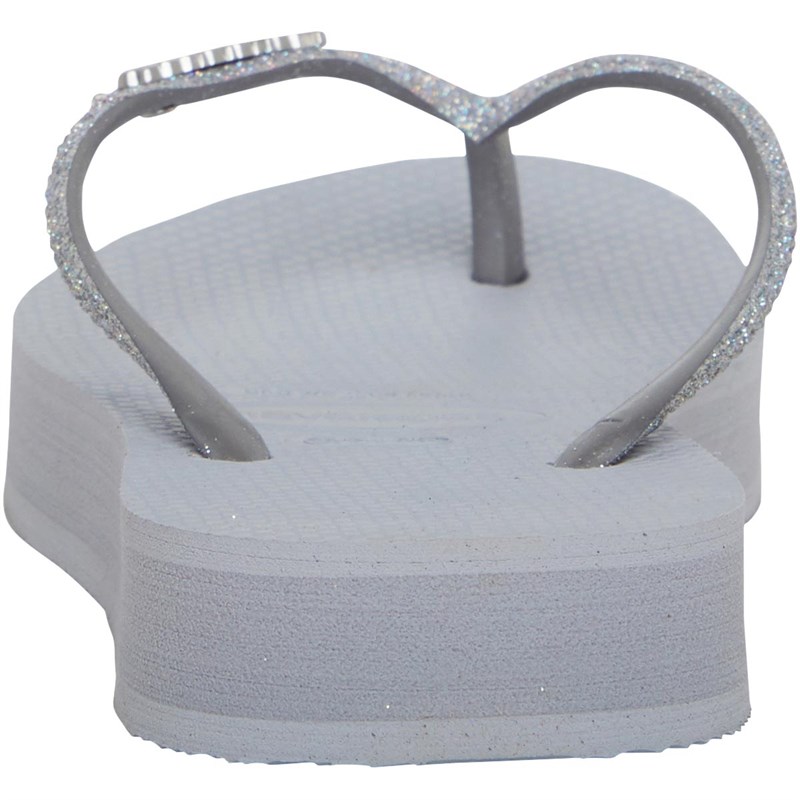 Havaianas Slim Flatform Glitter Flip Flops Ice Grey