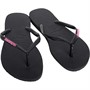 Havaianas Womens Slim Logo Metallic Flip Flops Black/Pink