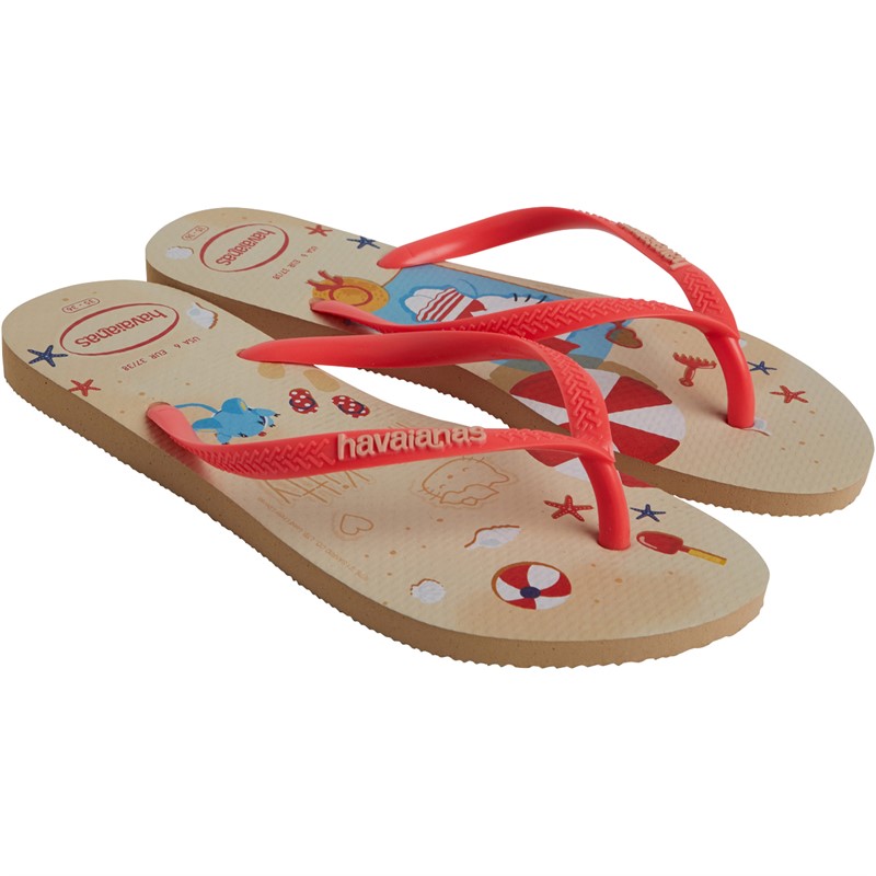 Havaianas Girls Slim Hello Kitty Flip Flops Golden