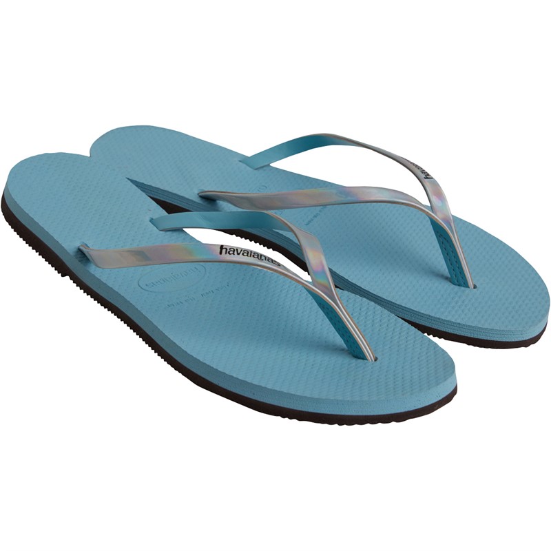 Havaianas Womens You Metallic Flip Flops Blue Water