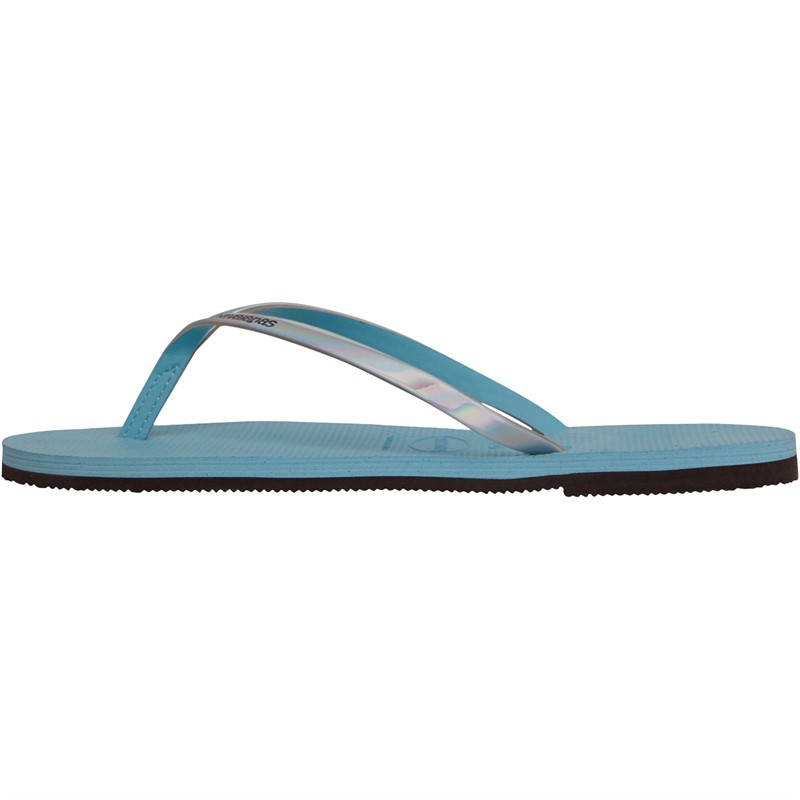 Havaianas Womens You Metallic Flip Flops Blue Water