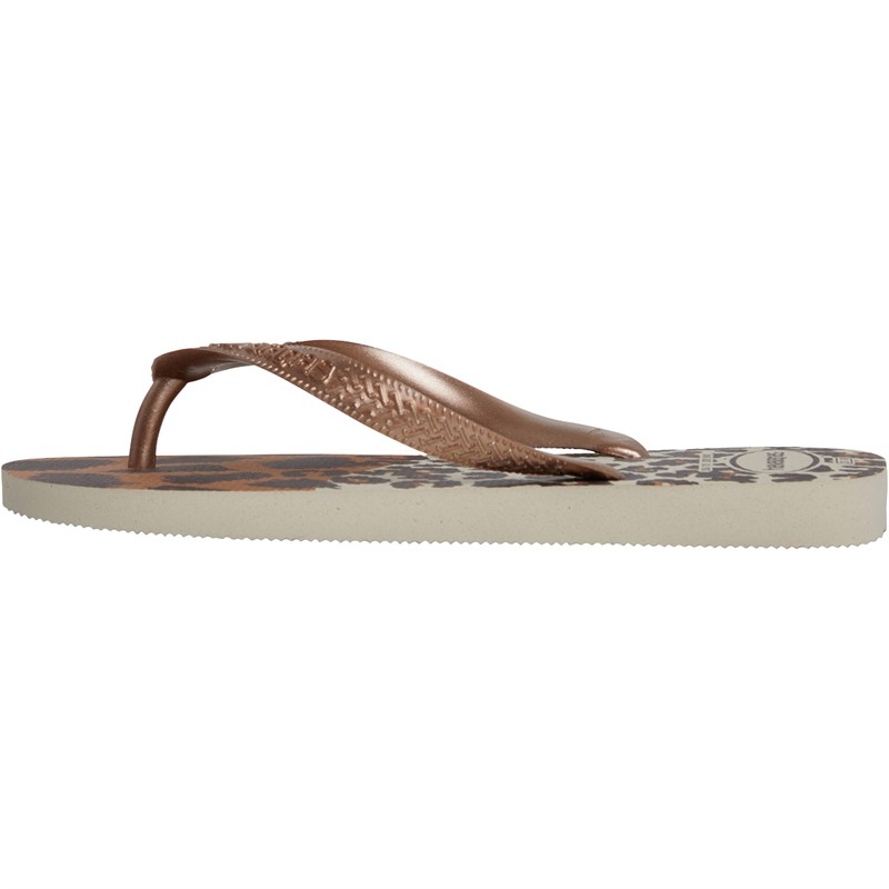 Havaianas Womens Top Animals Flip Flops Beige/Rose Gold/Dark Brown