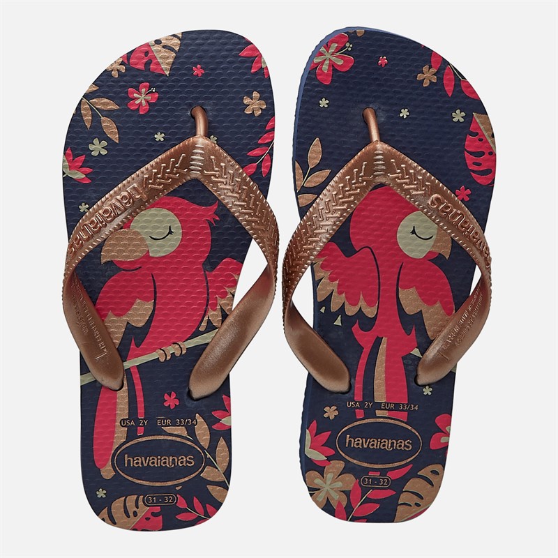 Havaianas Girls Top Pets Flip Flops Navy Blue/Rose