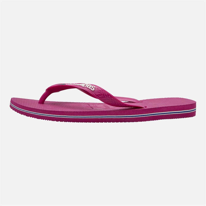 Havaianas Girls Brasil Logo Flip Flops Pink
