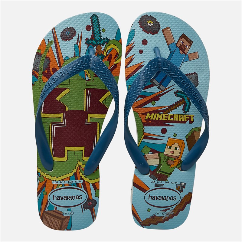 Havaianas Minecraft Flip Flops White/Blue Comfy