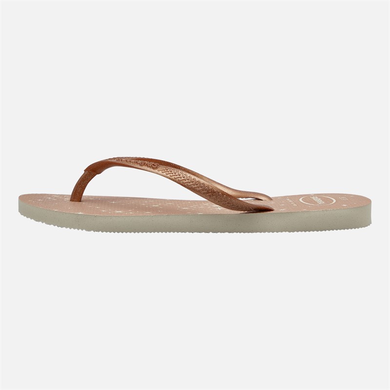 Havaianas Womens Slim Gloss Flip Flops Rose Gold