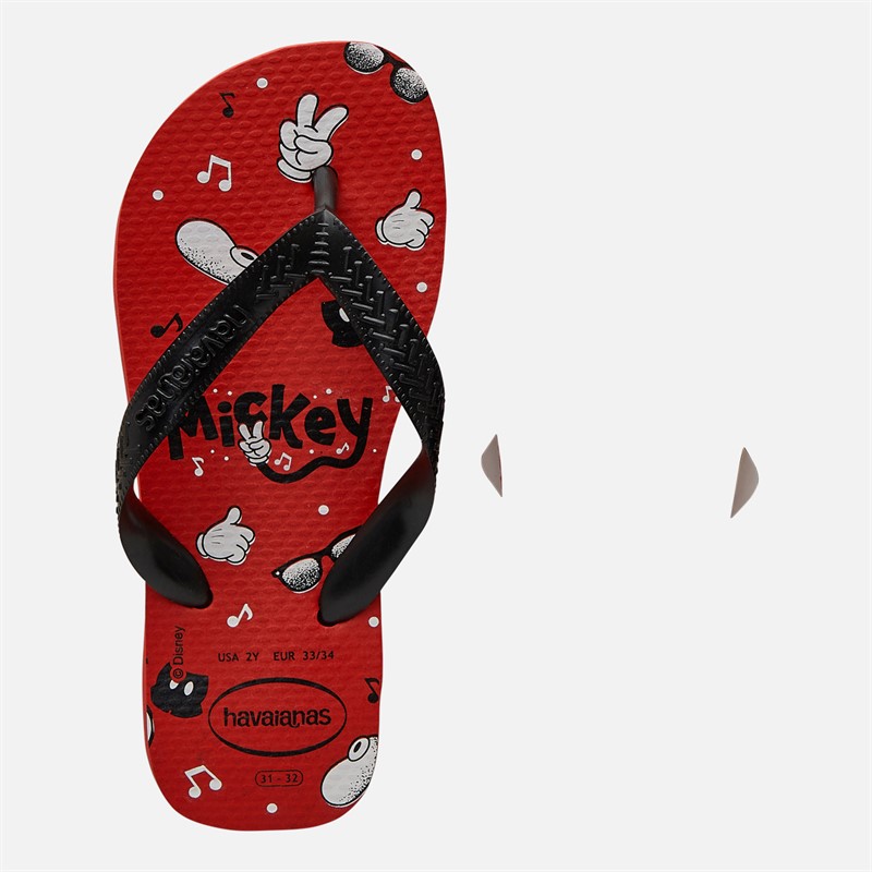 Havaianas Boys Top Disney Mickey Mouse Flip Flops Red/Black