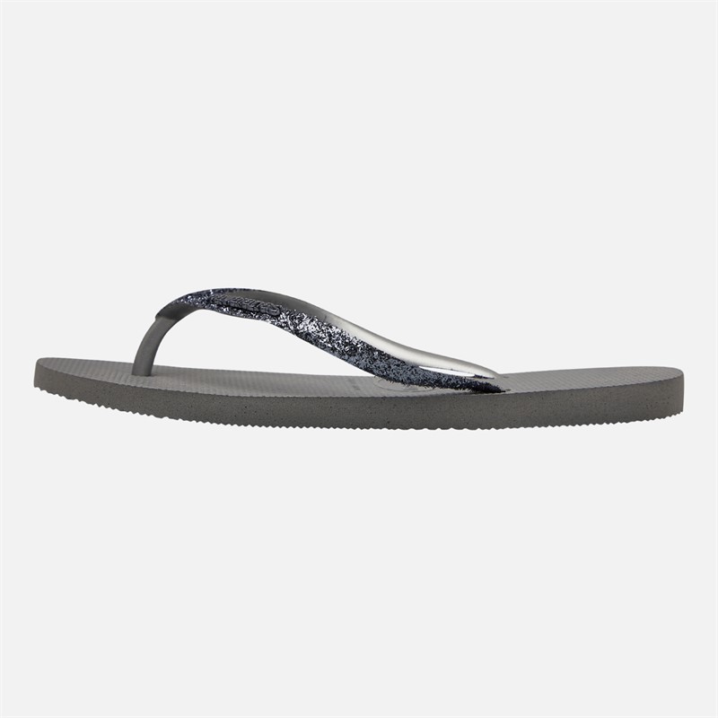 Havaianas Womens Slim Glitter II Flip Flops Steel Grey