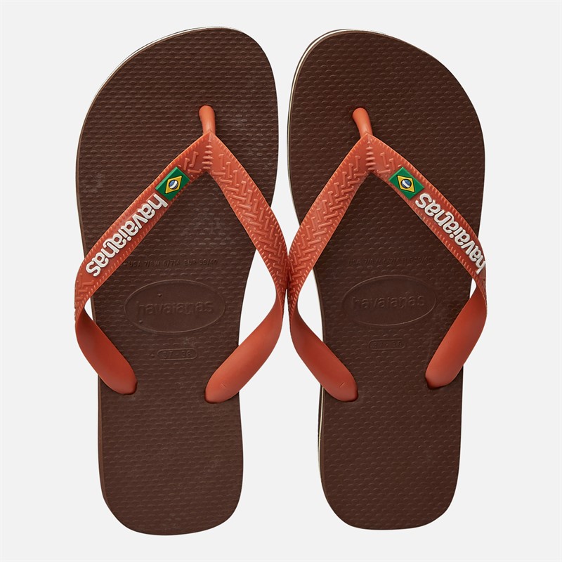Havaianas Womens Brasil Logo Flip Flops Brown/Orange