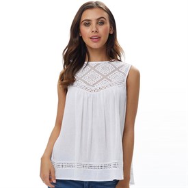 Ribbon Dames Blouse Met Korte Mouwen Wit ribbon kopen in de aanbieding