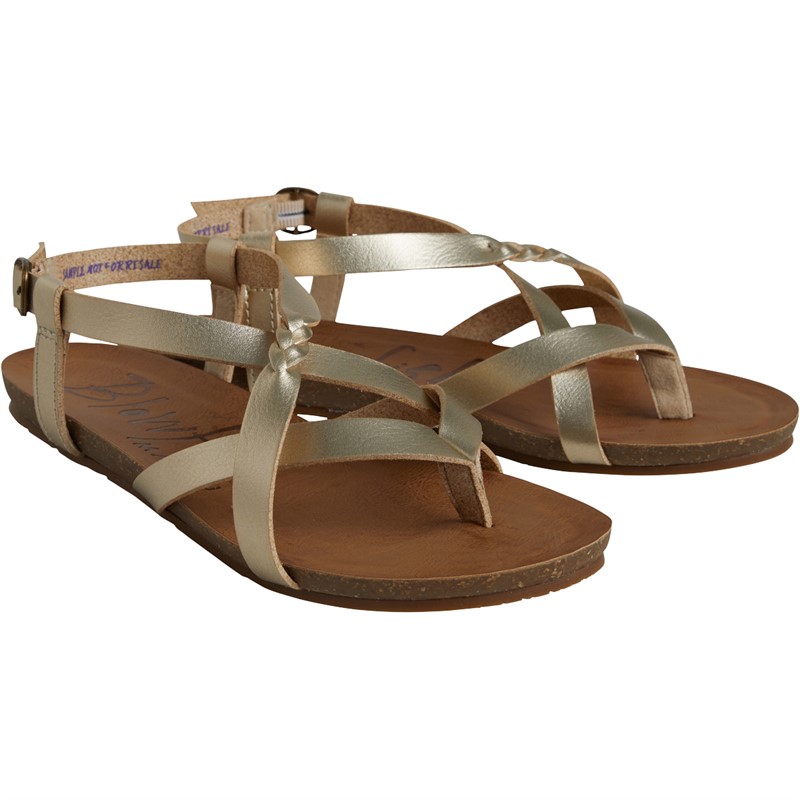 Blowfish Womens Granola-B Flat Sandals Soft Gold Dyecut