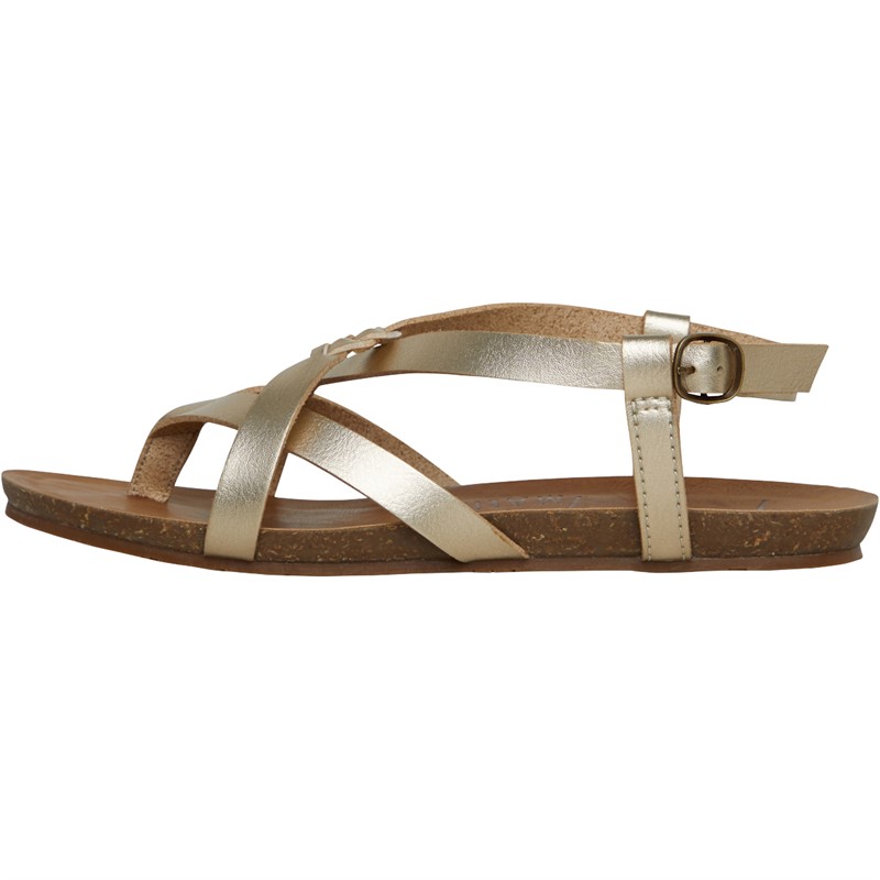 Blowfish Womens Granola-B Flat Sandals Soft Gold Dyecut