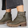 Blowfish Womens Jagger Lace Up Buckle Ankle Boots Olive