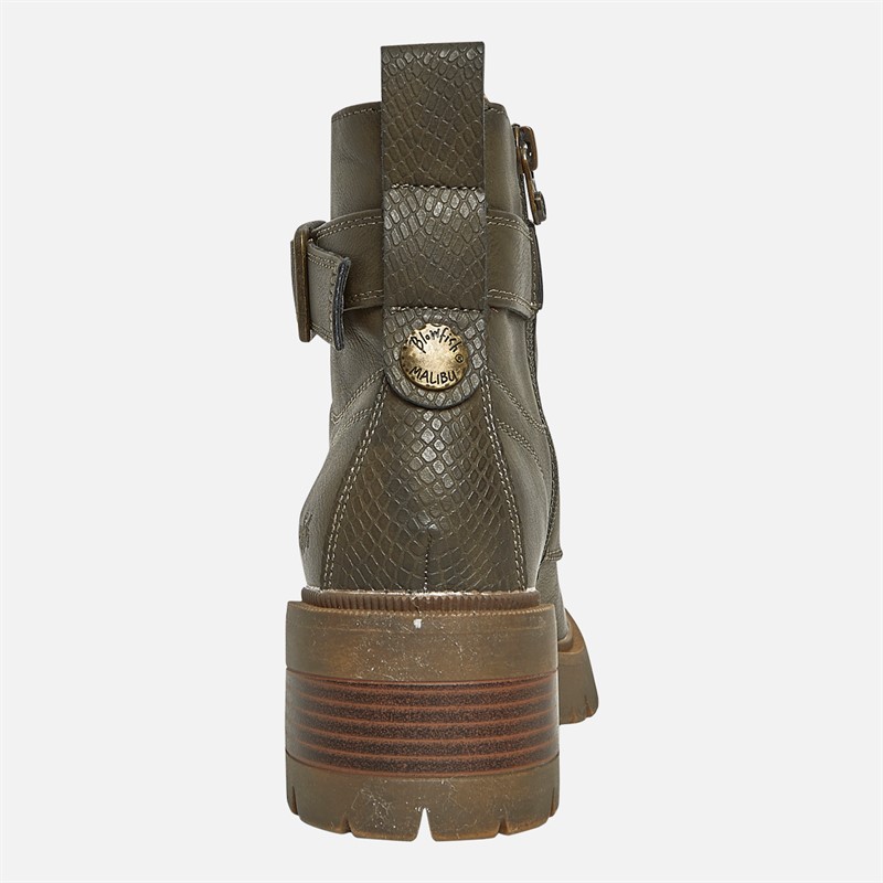 Blowfish Womens Jagger Lace Up Buckle Ankle Boots Olive