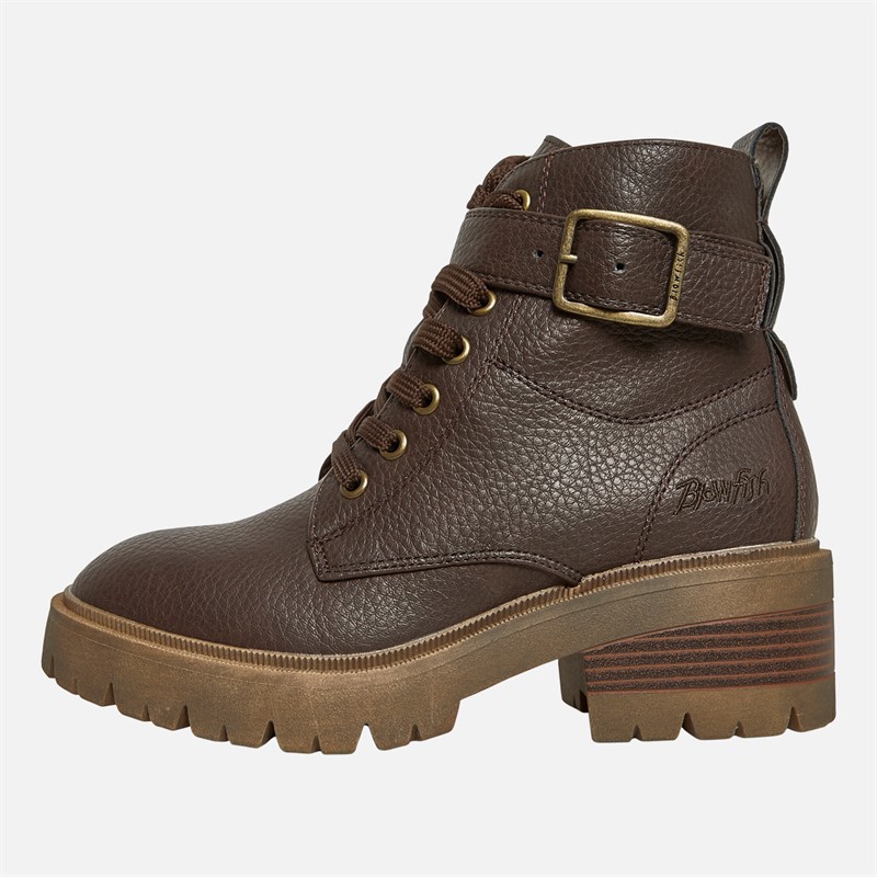 Blowfish Womens Jagger Lace Up Buckle Ankle Boots Dark Brown