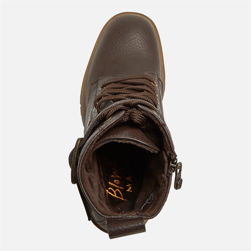 Blowfish Womens Jagger Lace Up Buckle Ankle Boots Dark Brown