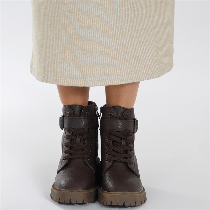 Blowfish Womens Jagger Lace Up Buckle Ankle Boots Dark Brown