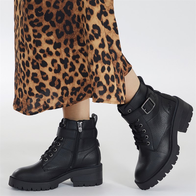 Blowfish Womens Jagger Lace Up Buckle Ankle Boots Black - Size 7