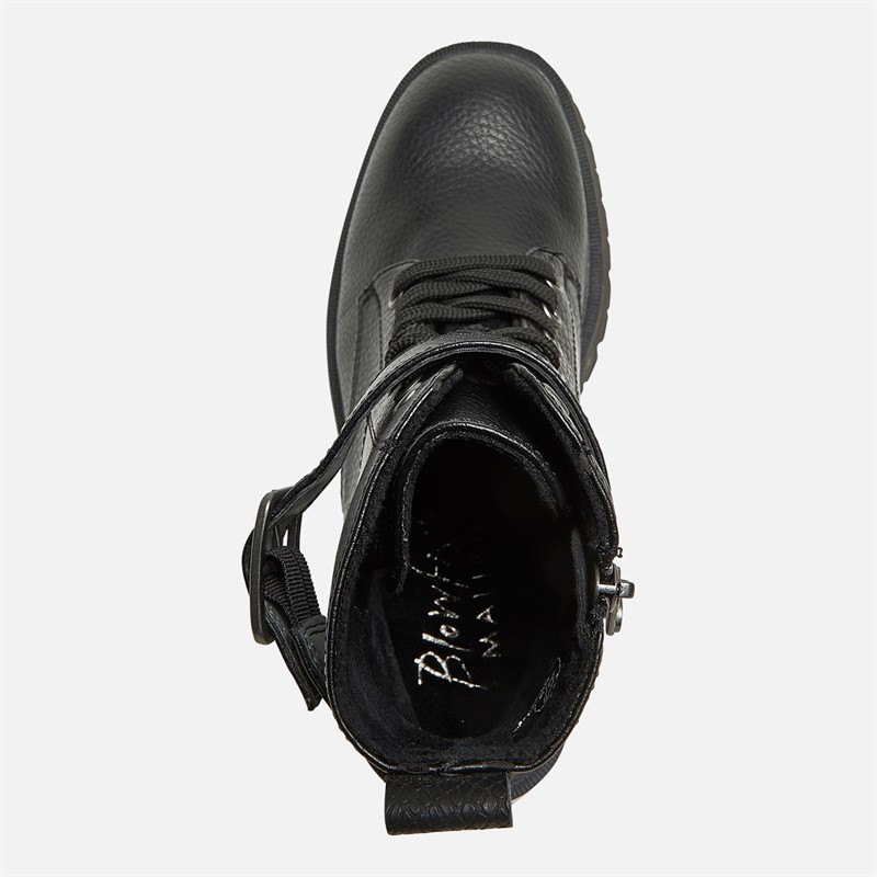 Blowfish Womens Jagger Lace Up Buckle Ankle Boots Black
